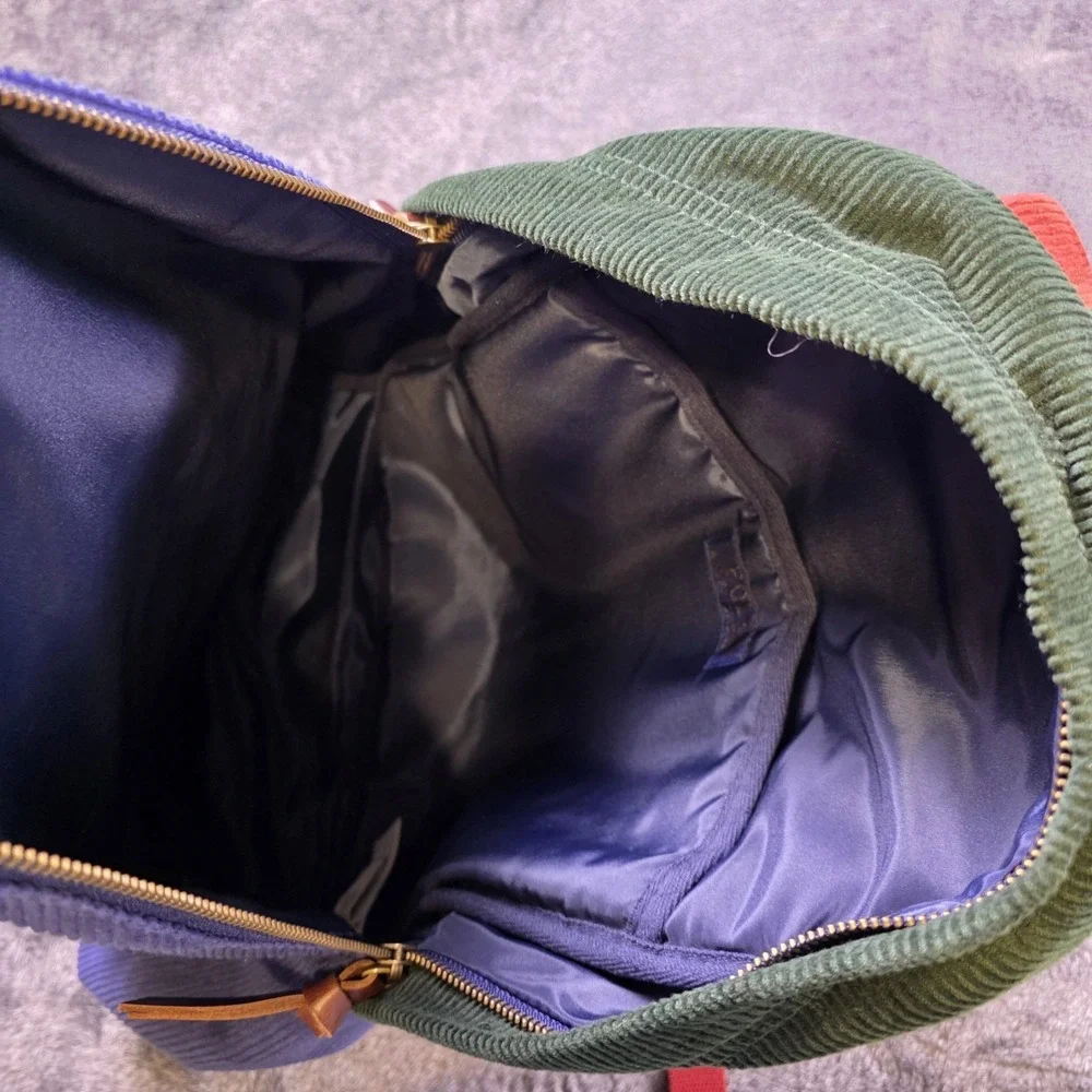 Polo Ralph Lauren Corduroy Colorblock Backpack Blue Red Green Laptop Travel Bag